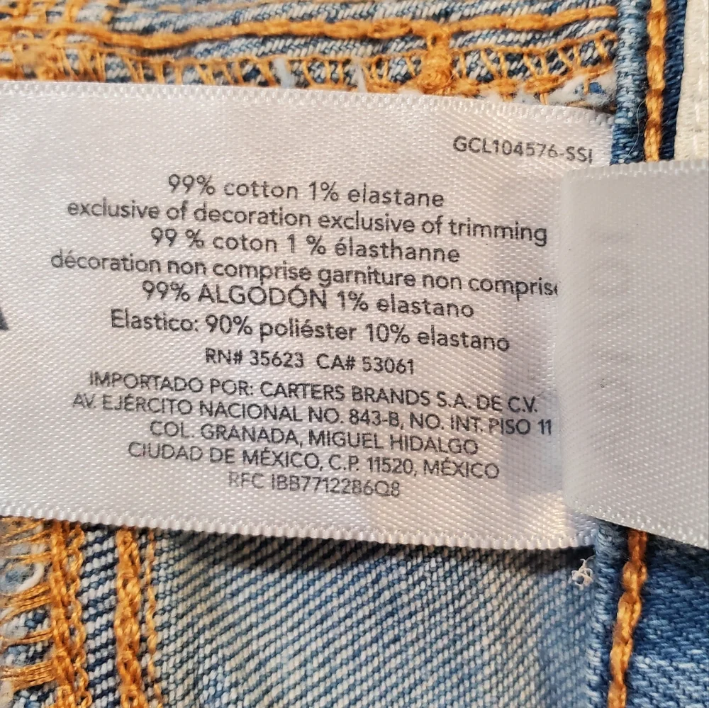 OshKosh Light Blue Lace Trim Denim Shorts Girls 10/10A
